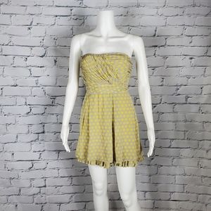 Alice and Olivia Grey and Yellow Polka Dot Silk Mini Dress